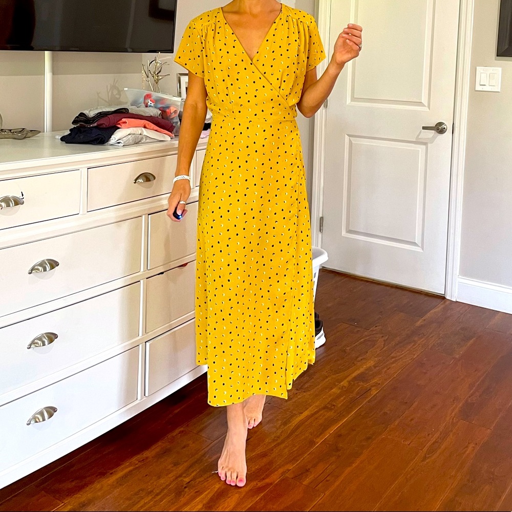 Yellow Wrap Dress. Size S